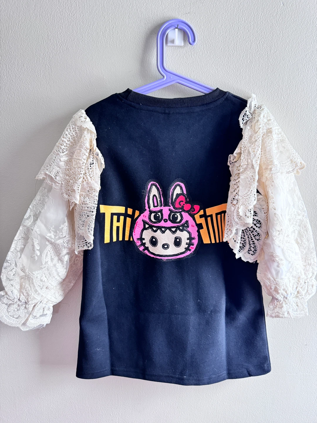 Labubu Kids Sweater dress with Lace Sleeves Toddler size 5-6T - photo 2