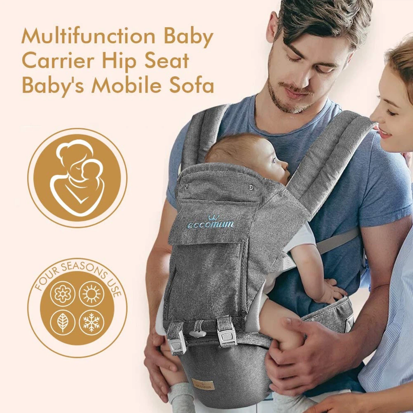 Ecocomum Baby Carrier Hip Seat - Grey - photo 2