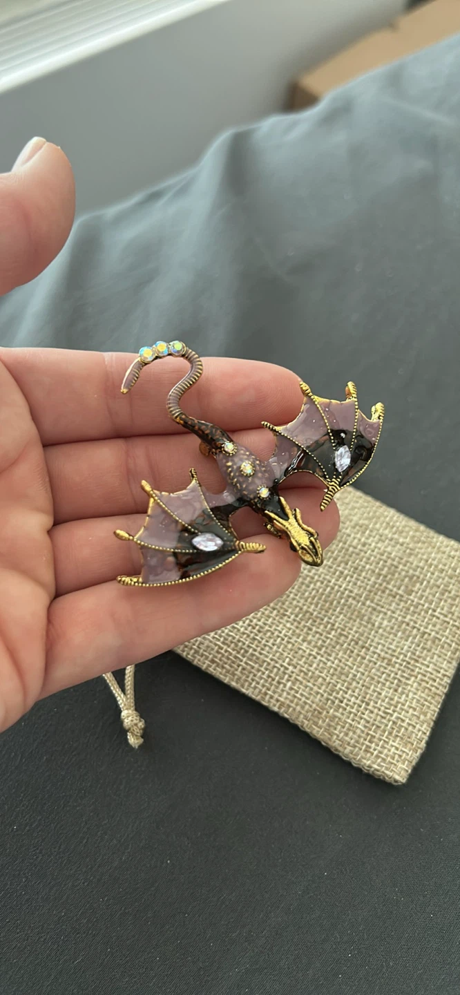 Dragon Brooch Pin - Purple & Gold - photo 4