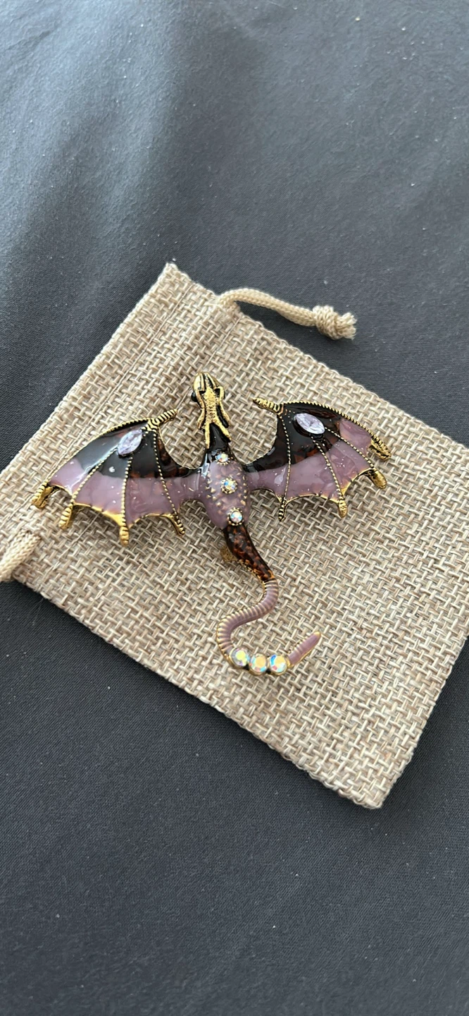 Dragon Brooch Pin - Purple & Gold - photo 2