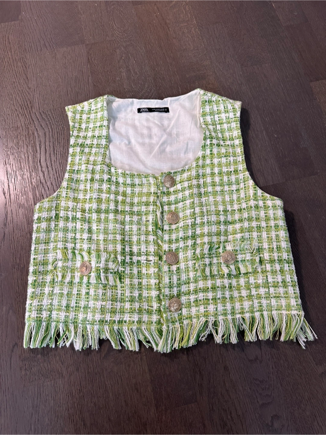 👑Zara Tweed Vest with Gold Buttons