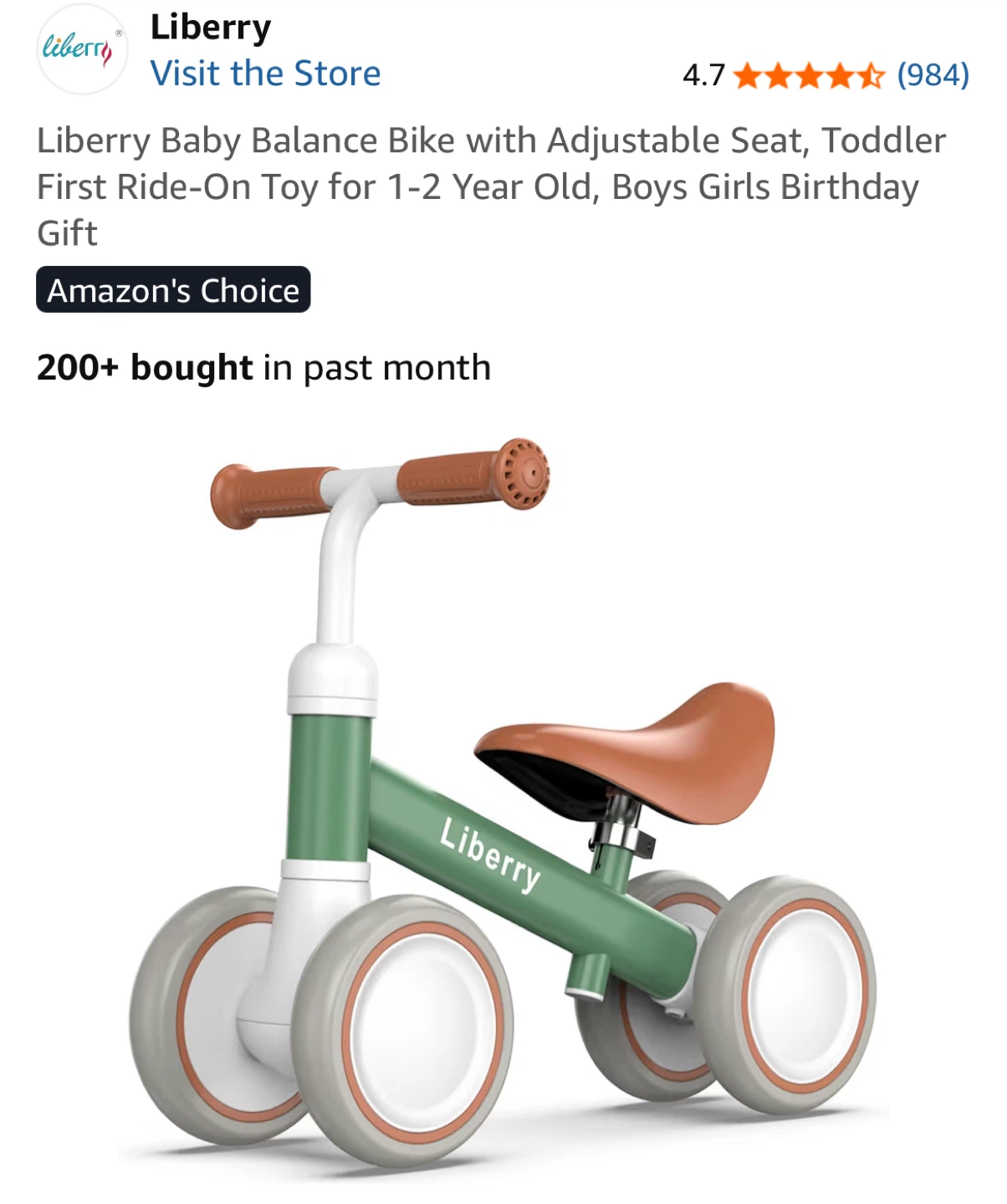 Liberry Baby Balance Bike - 12-24 Months - photo 3