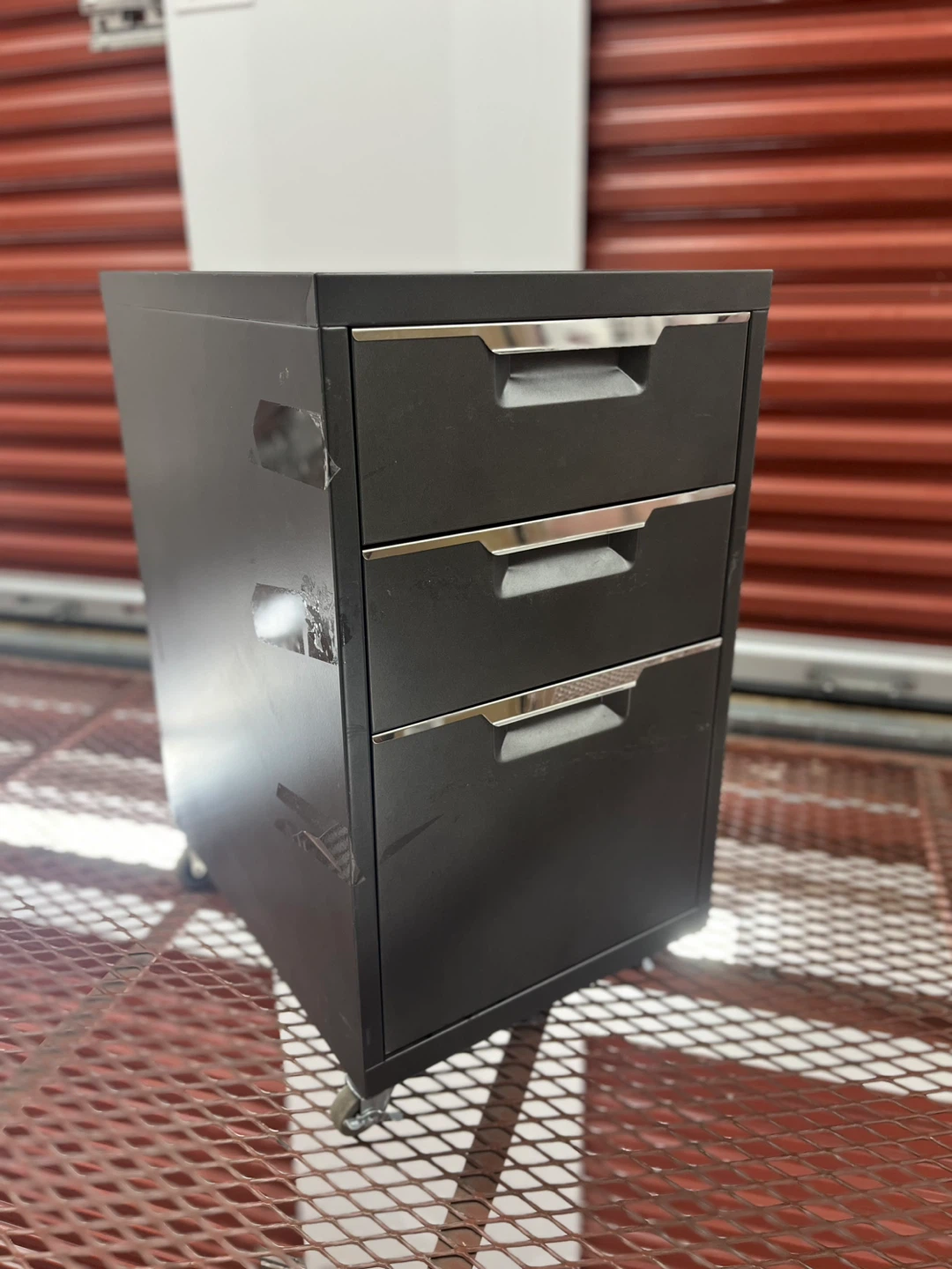Black 3-Drawer Rolling File Cabinet