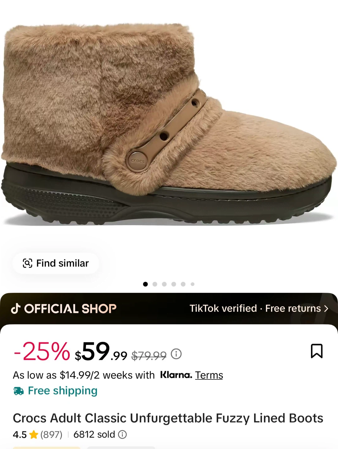 Crocs Adult Classic Unforgettable Fuzzy Lined Boots