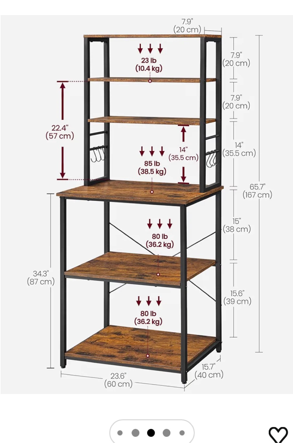 VASAGLE Kitchen Baker's Rack