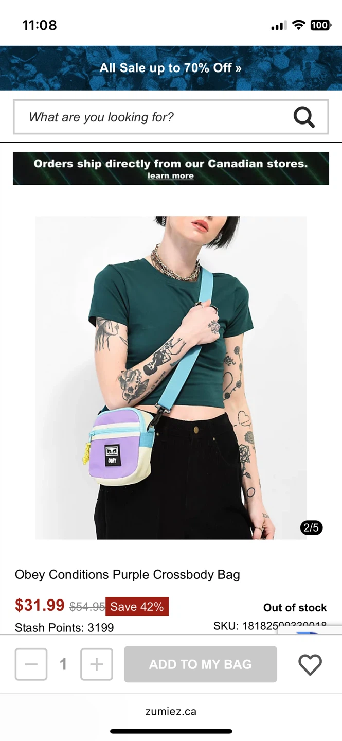 Obey Purple Mini Crossbody Bag - photo 2