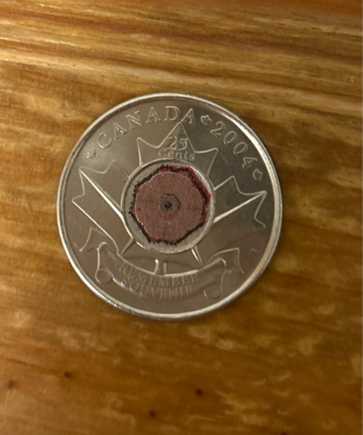 2004 Canada 25 Cents Poppy Coin