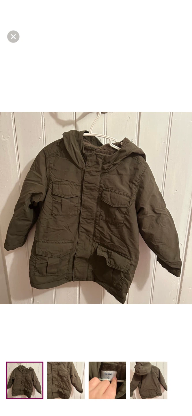 Old Navy Kids Olive Green Winter Coat - Size 3T