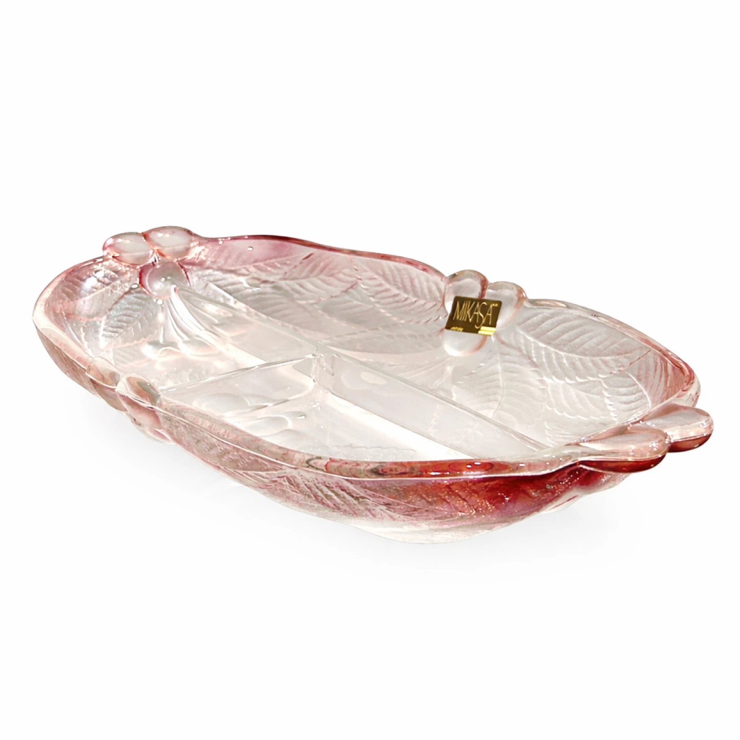 Mikasa Japan Frosted Cherry Pink Crystal Divided Relish Tray - photo 4