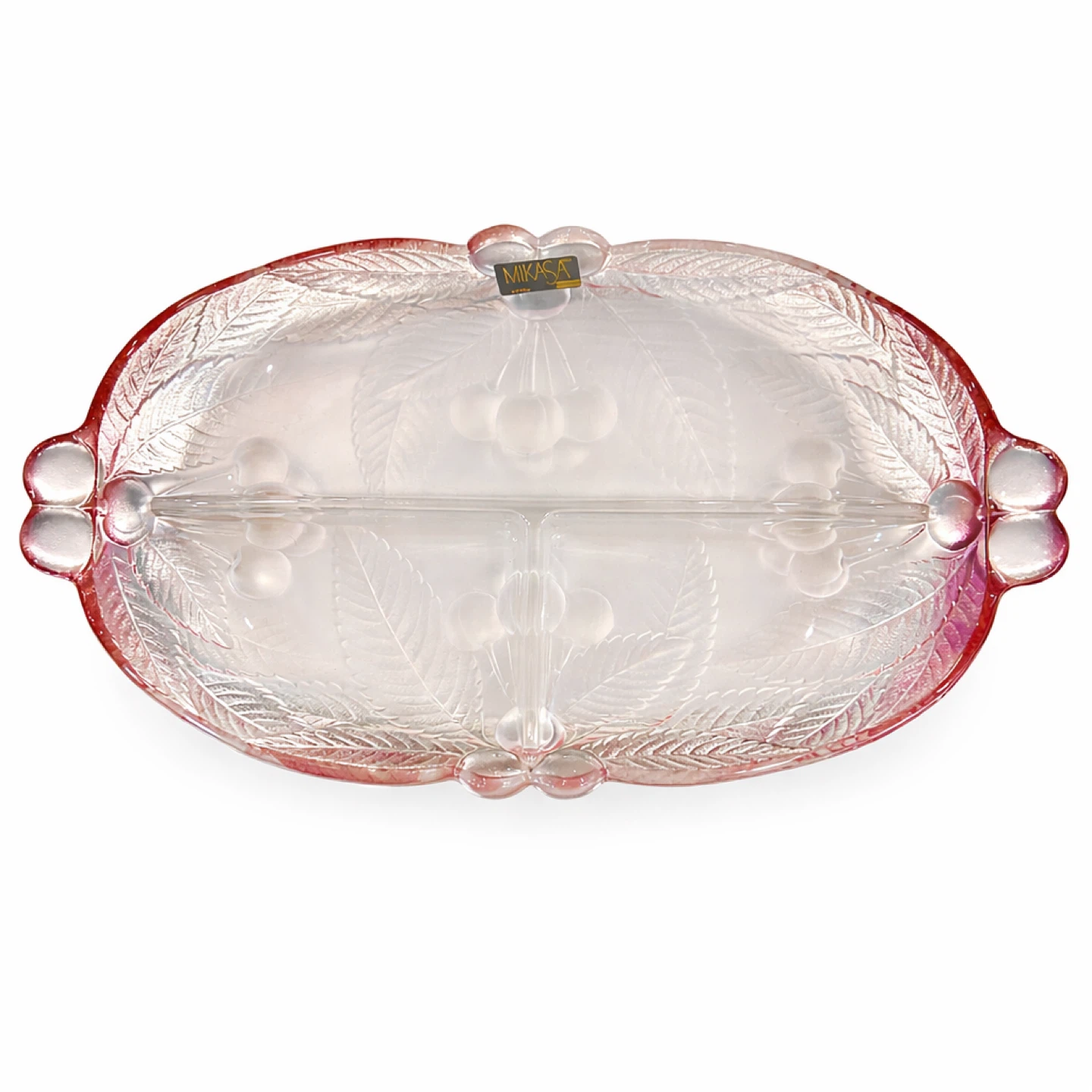 Mikasa Japan Frosted Cherry Pink Crystal Divided Relish Tray - photo 3