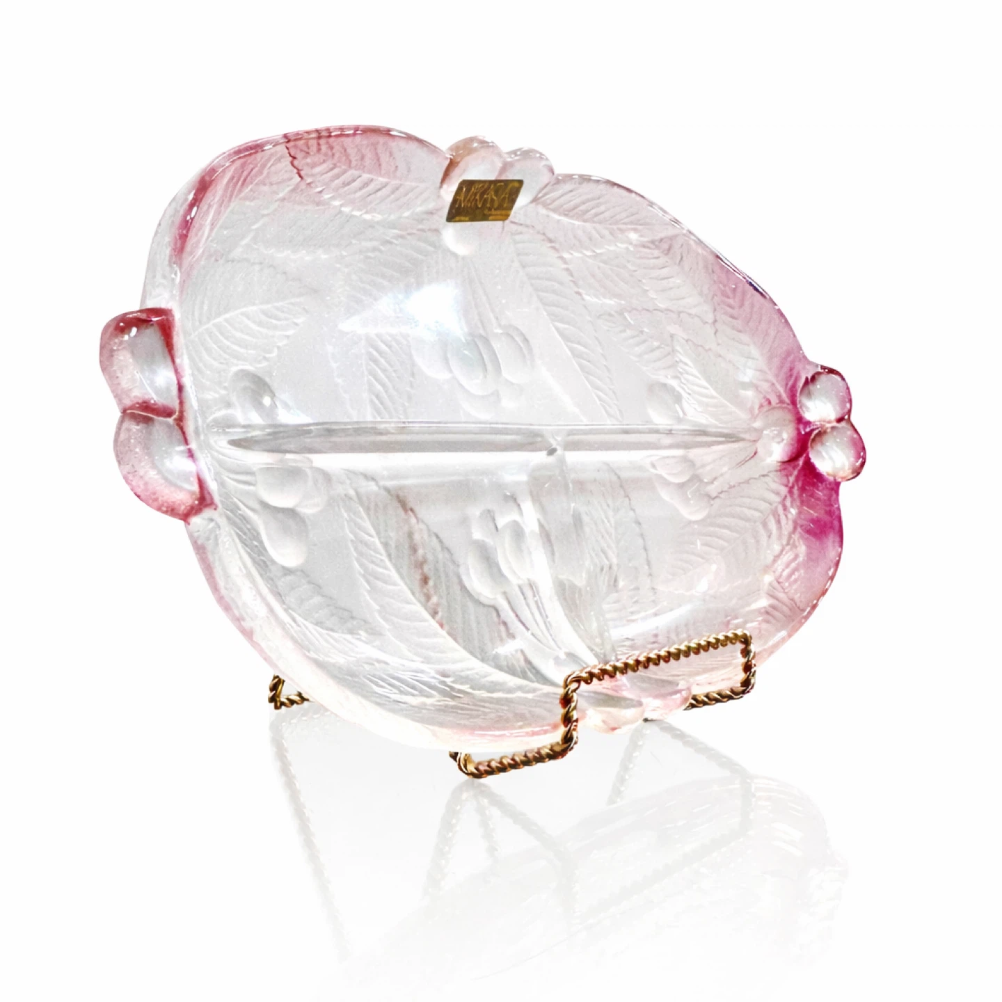 Mikasa Japan Frosted Cherry Pink Crystal Divided Relish Tray - photo 2