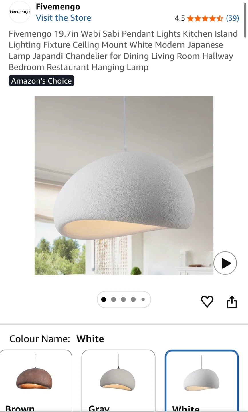 20” Wabi Sabi Pendant Lighting Fixture Ceiling Modern Japanese - photo 3