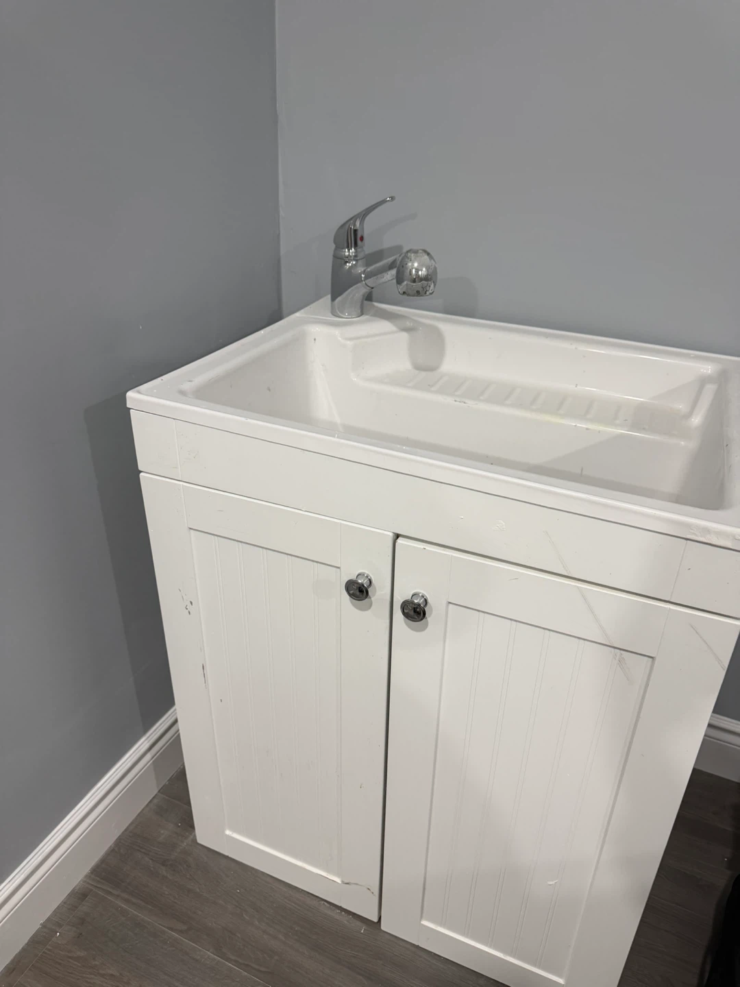 Laundry Sink with Cabinet - White