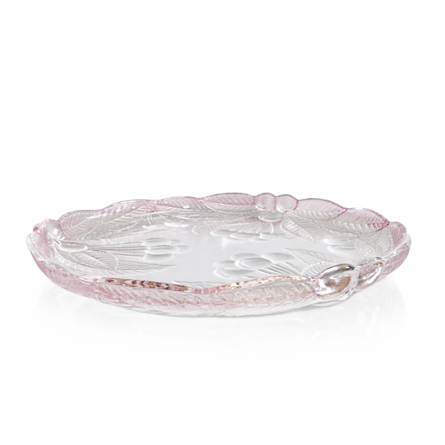 Frosted Cherry & Leaf Crystal Platter, Blush Rim, 12” - photo 5