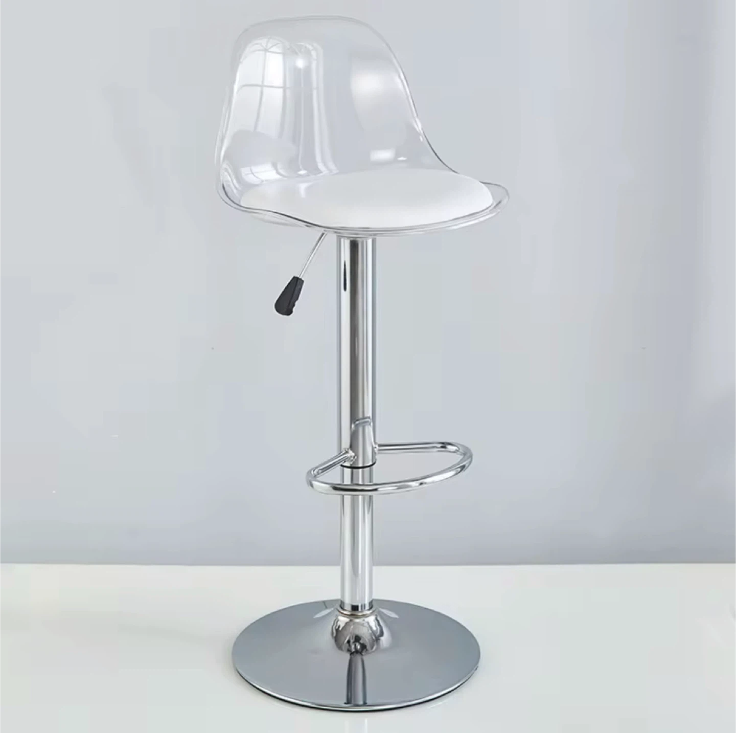 Clear Acrylic Bar Stool with White Padded Seat - photo 2