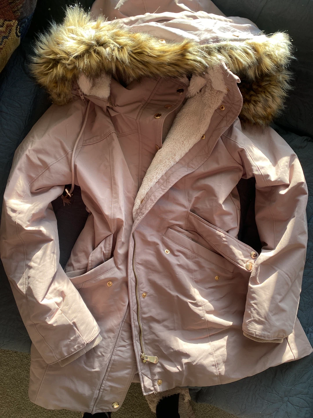 Pink Faux Fur Hooded Parka Jacket - photo 2