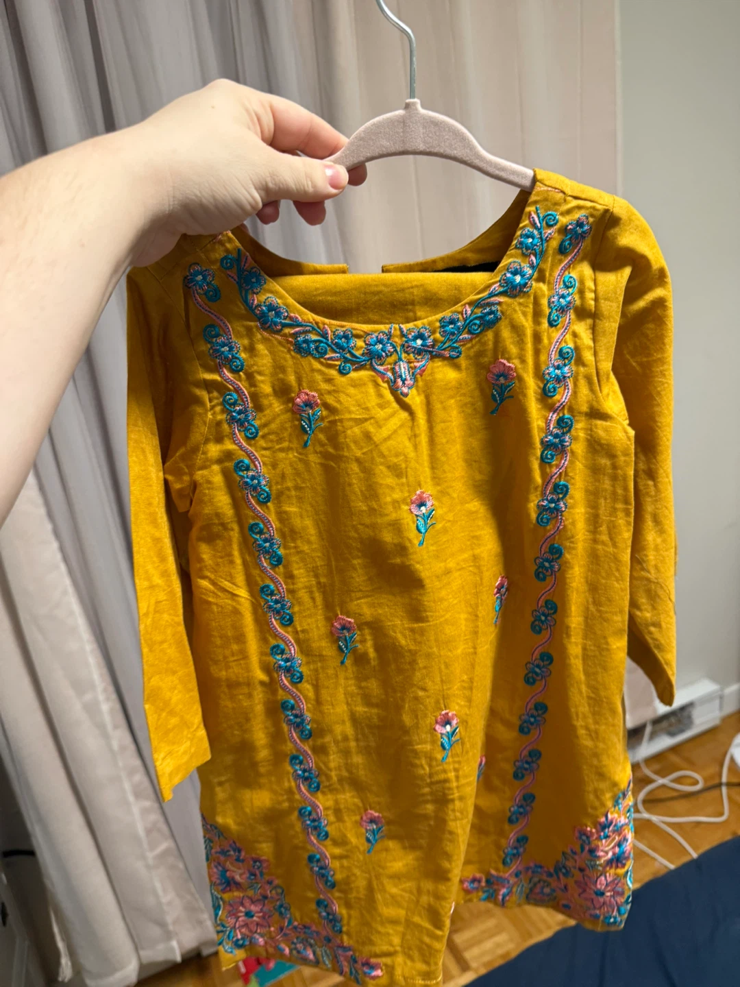 Yellow Embroidered Kurti