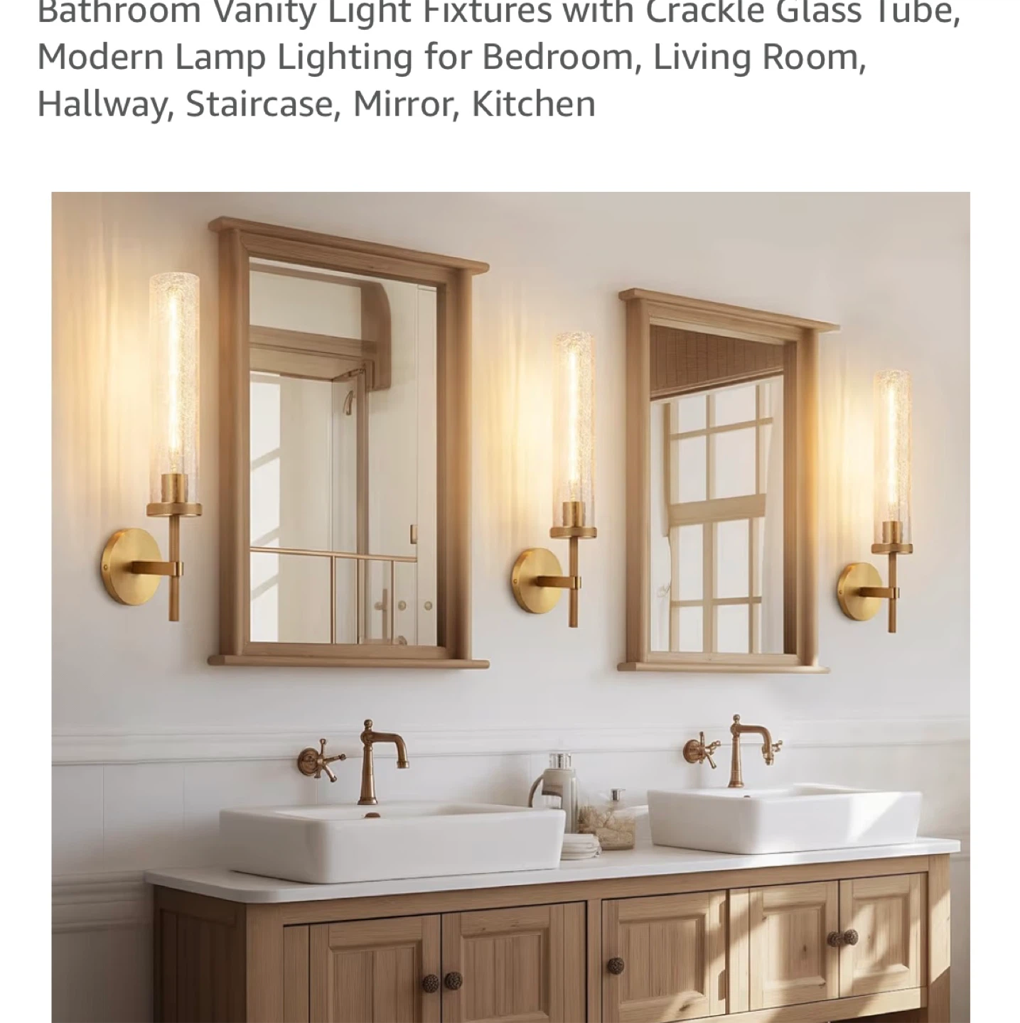 Modern Brass Wall Sconce with Crackle Glass Tube - photo 5