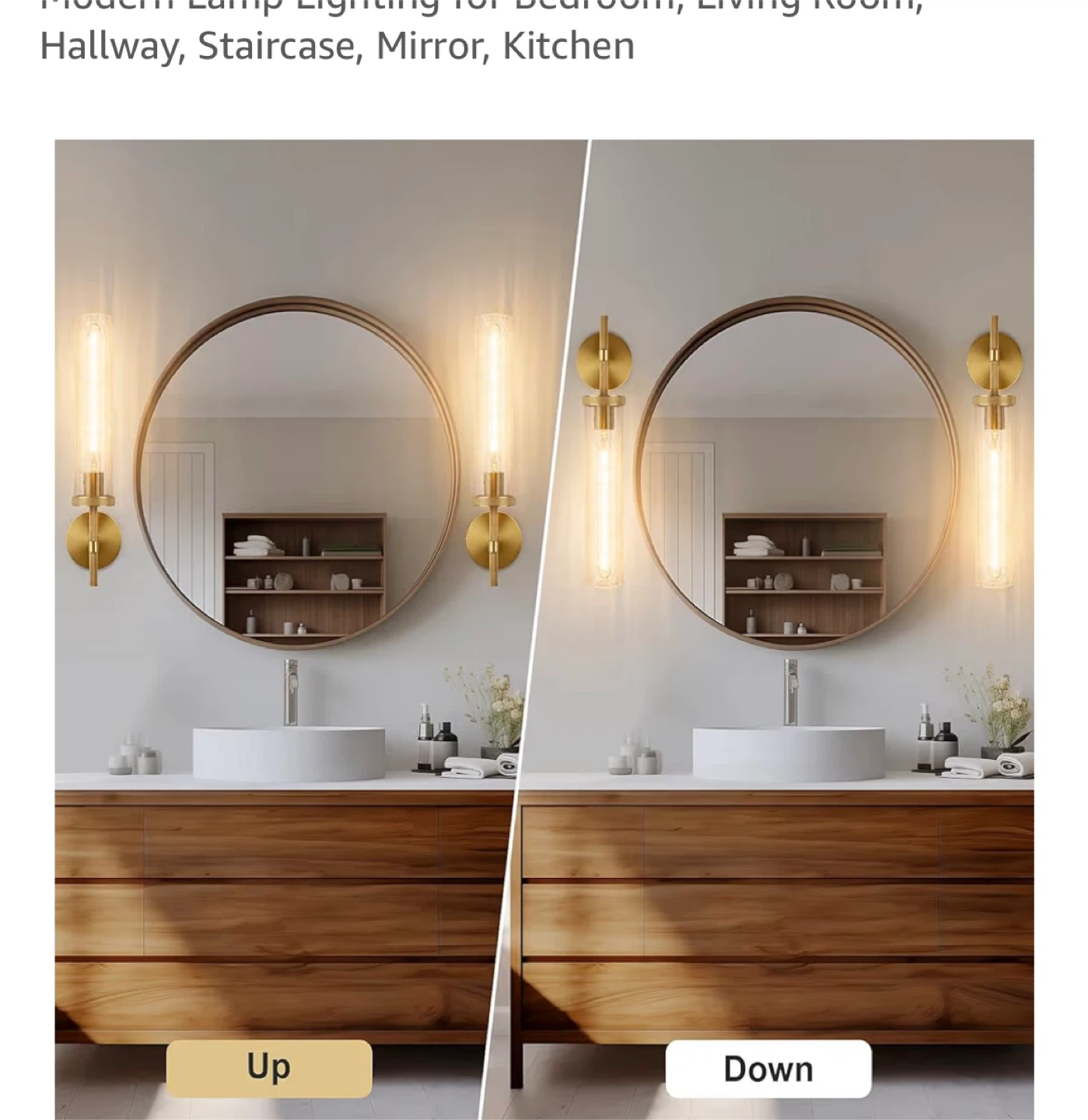 Modern Brass Wall Sconce with Crackle Glass Tube - photo 4