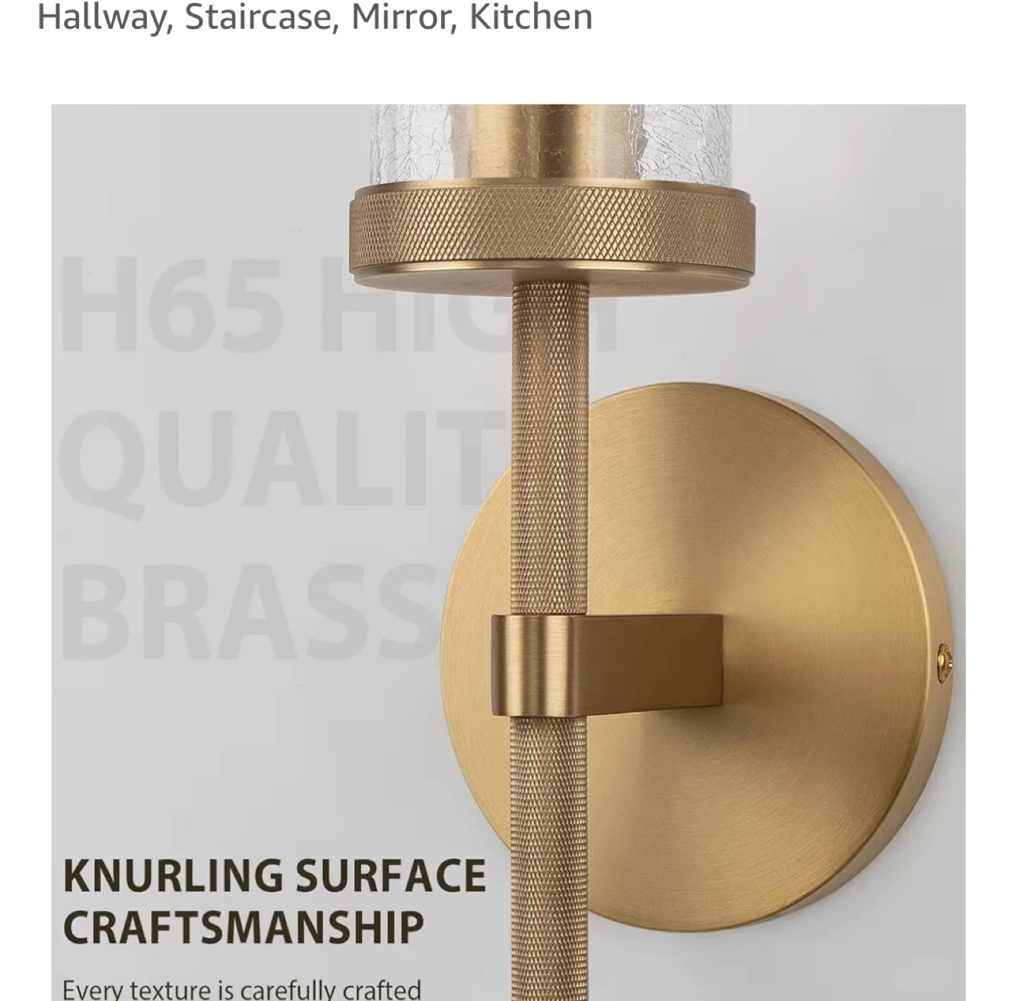 Modern Brass Wall Sconce with Crackle Glass Tube - photo 2