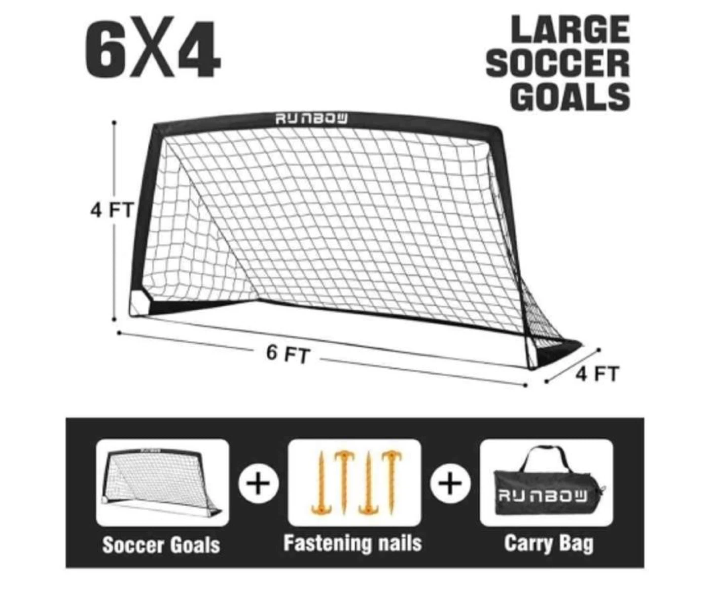 RUNBOW 6x4 FT Large Soccer Goals - photo 2