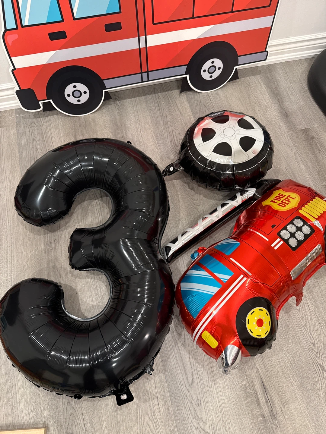 Fire Truck Cutout  and Birthday Balloons Set - photo 2