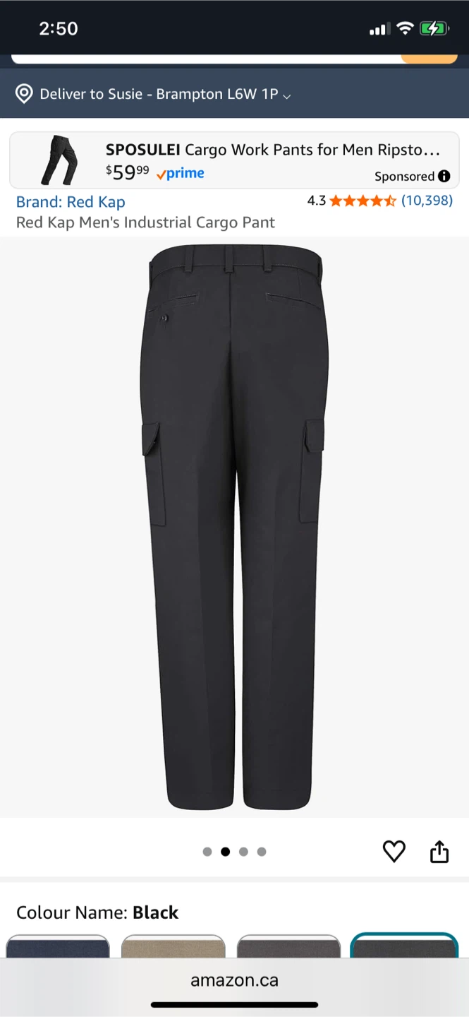 NEW Red Kap Men's Industrial Cargo Pants Size W42 L32 Black - photo 2
