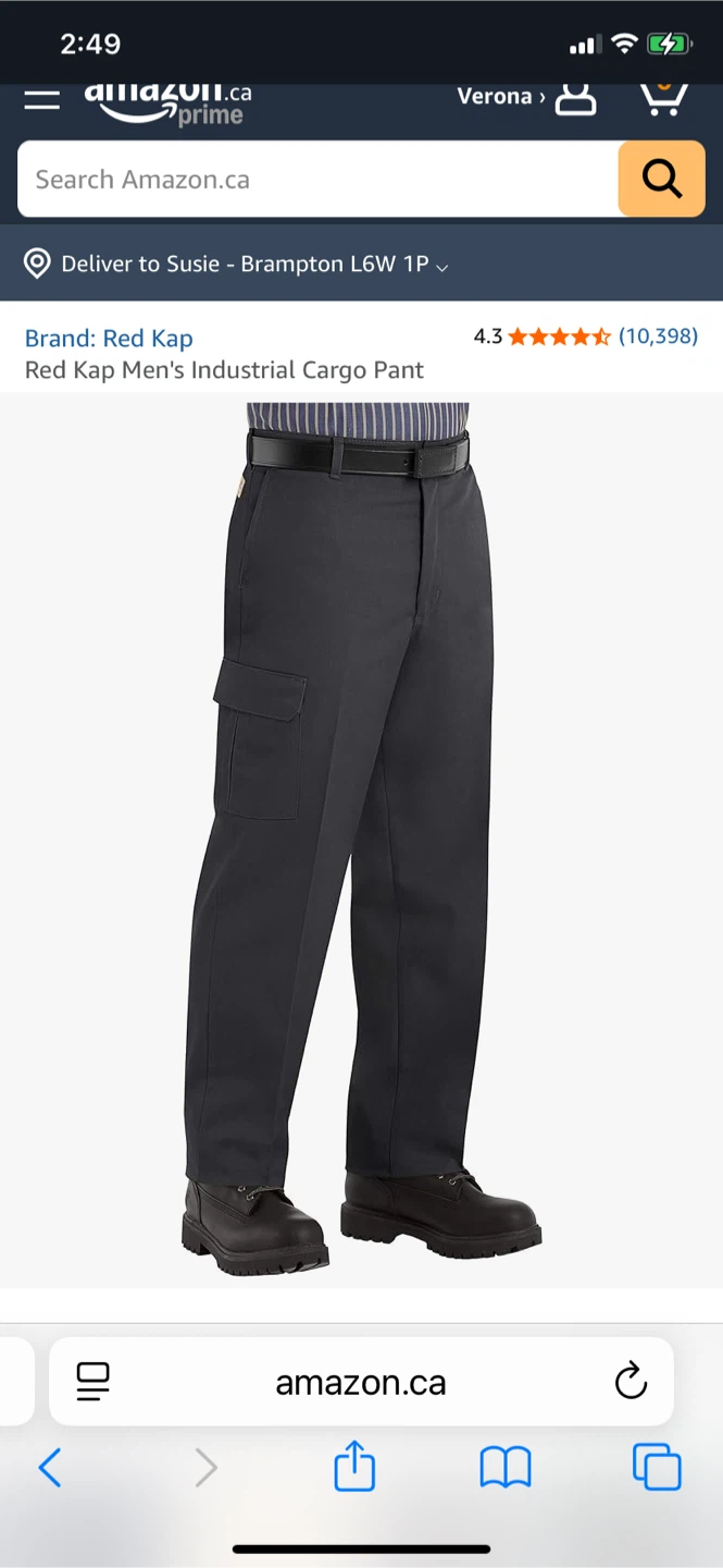 NEW Red Kap Men's Industrial Cargo Pants Size W42 L32 Black