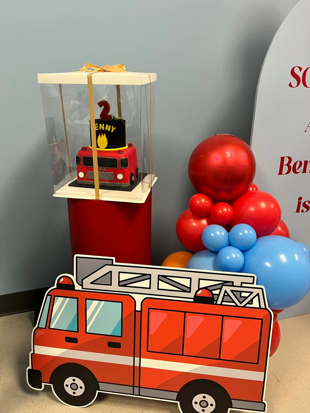 Fire Truck Cutout  and Birthday Balloons Set - photo 4