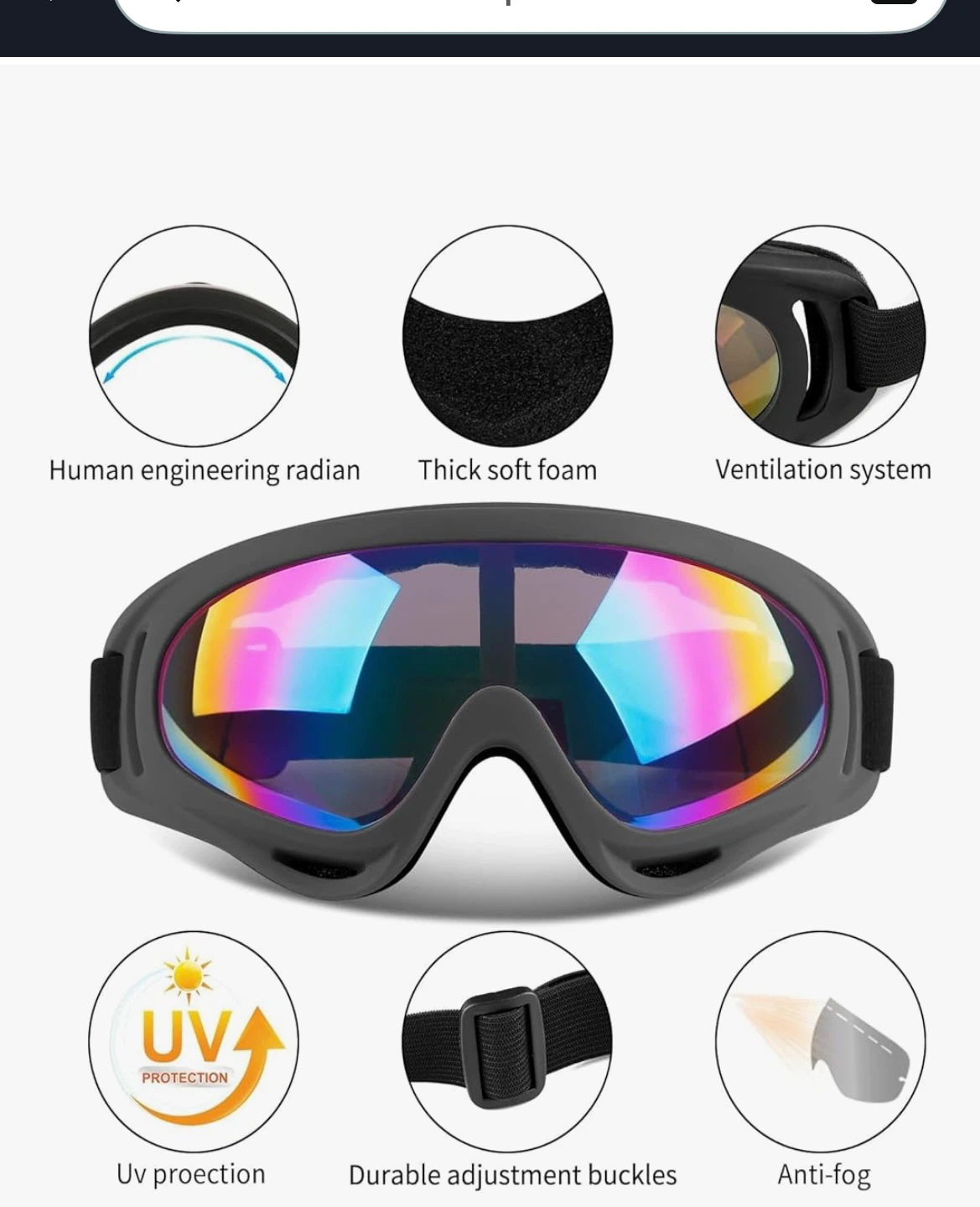 Coolon Ski Goggles - Bendable TPU Frame, UV Protection, Anti-Fog - photo 2