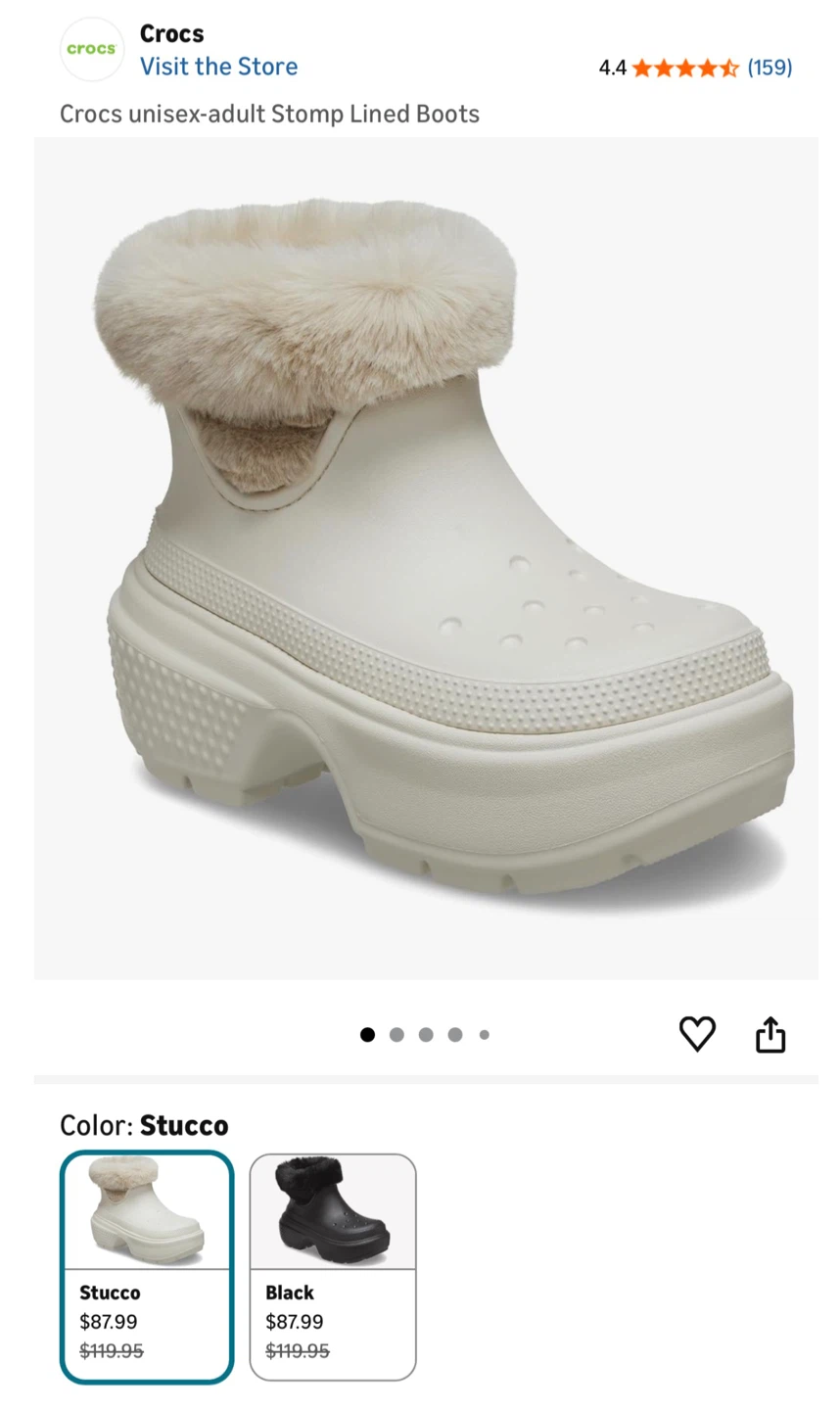 Crocs Stomp Lined Boot - Stucco - Size 9