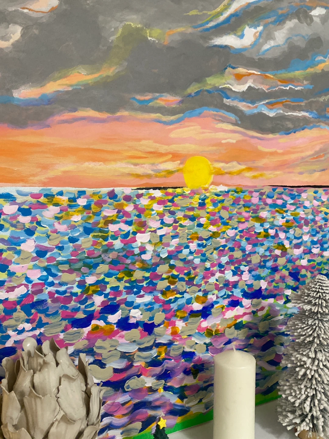 Colorful Abstract Sunset Seascape Painting