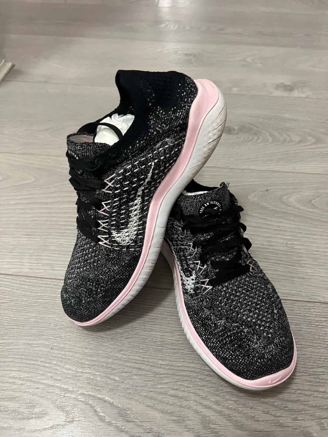 Nike Free RN Flyknit Women's Running Shoes - Black/Pink Size 6.5 - photo 3