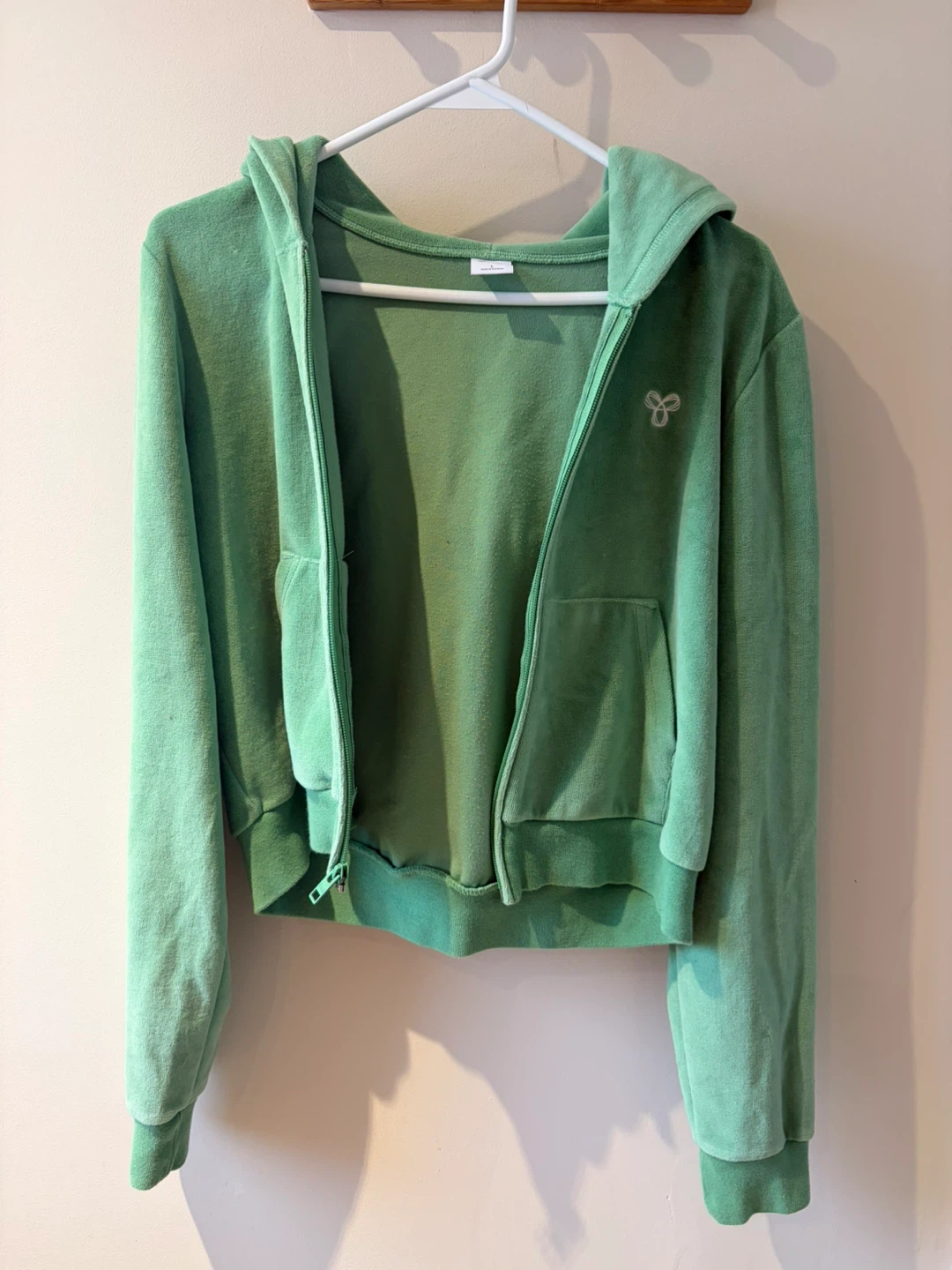 Green Velour Zip-Up Hoodie