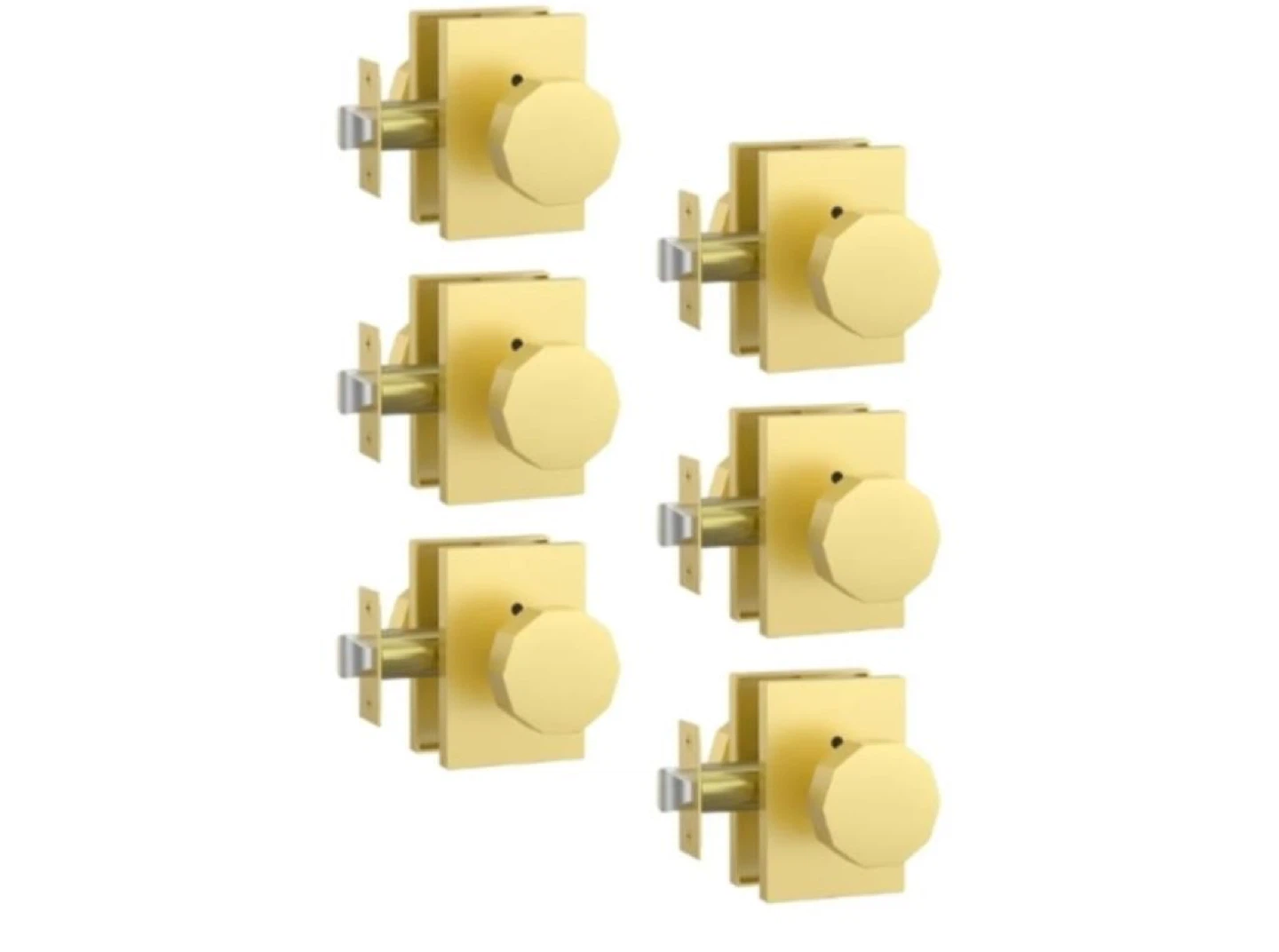 Brush Gold Door Knobs Interior (Set of 6)