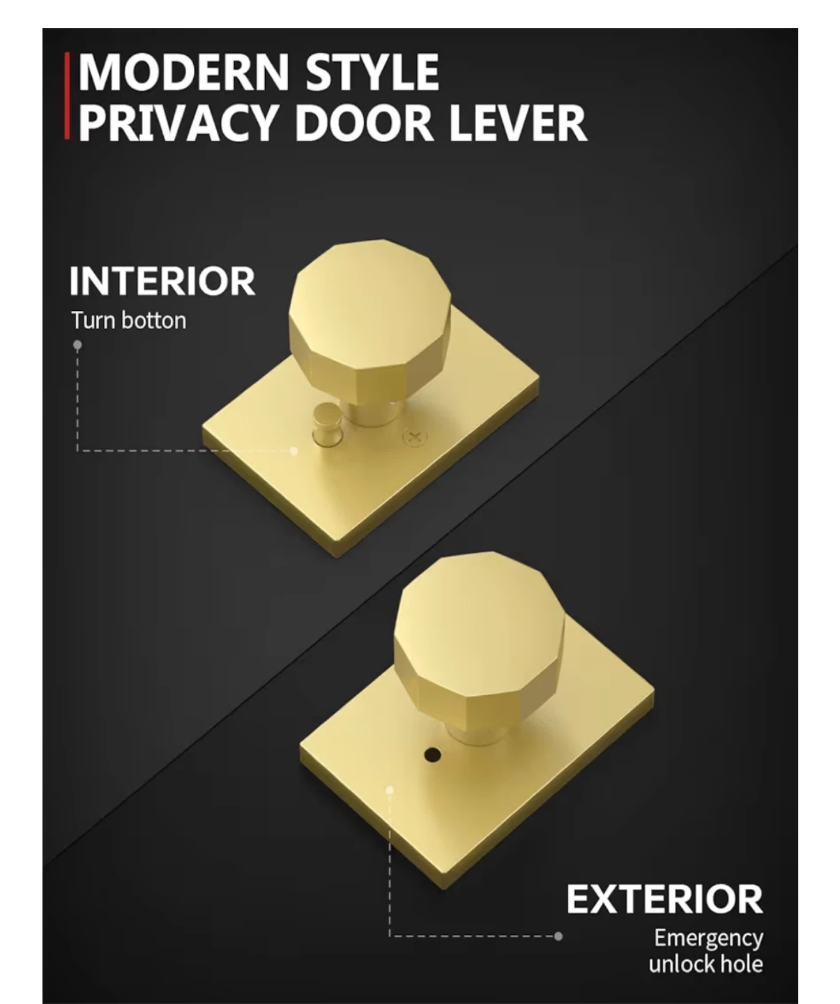 Brush Gold Door Knobs Interior (Set of 6) - photo 3