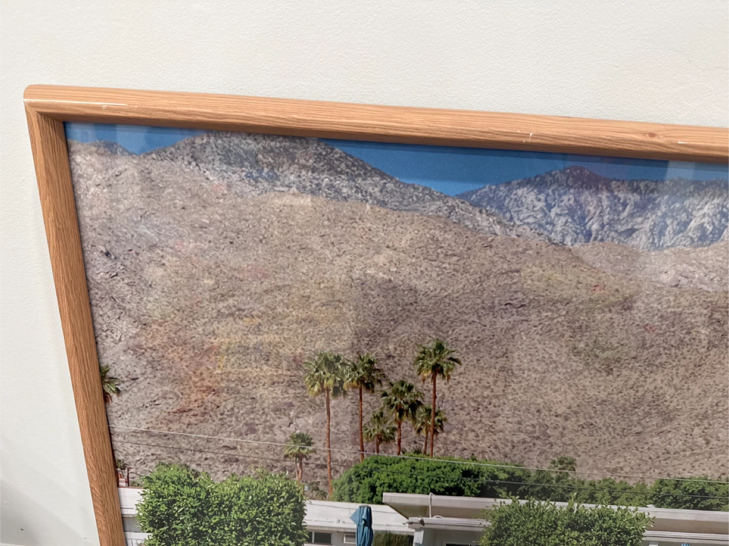 Framed Photo Print of Classic White Car with Mountain Background - photo 4