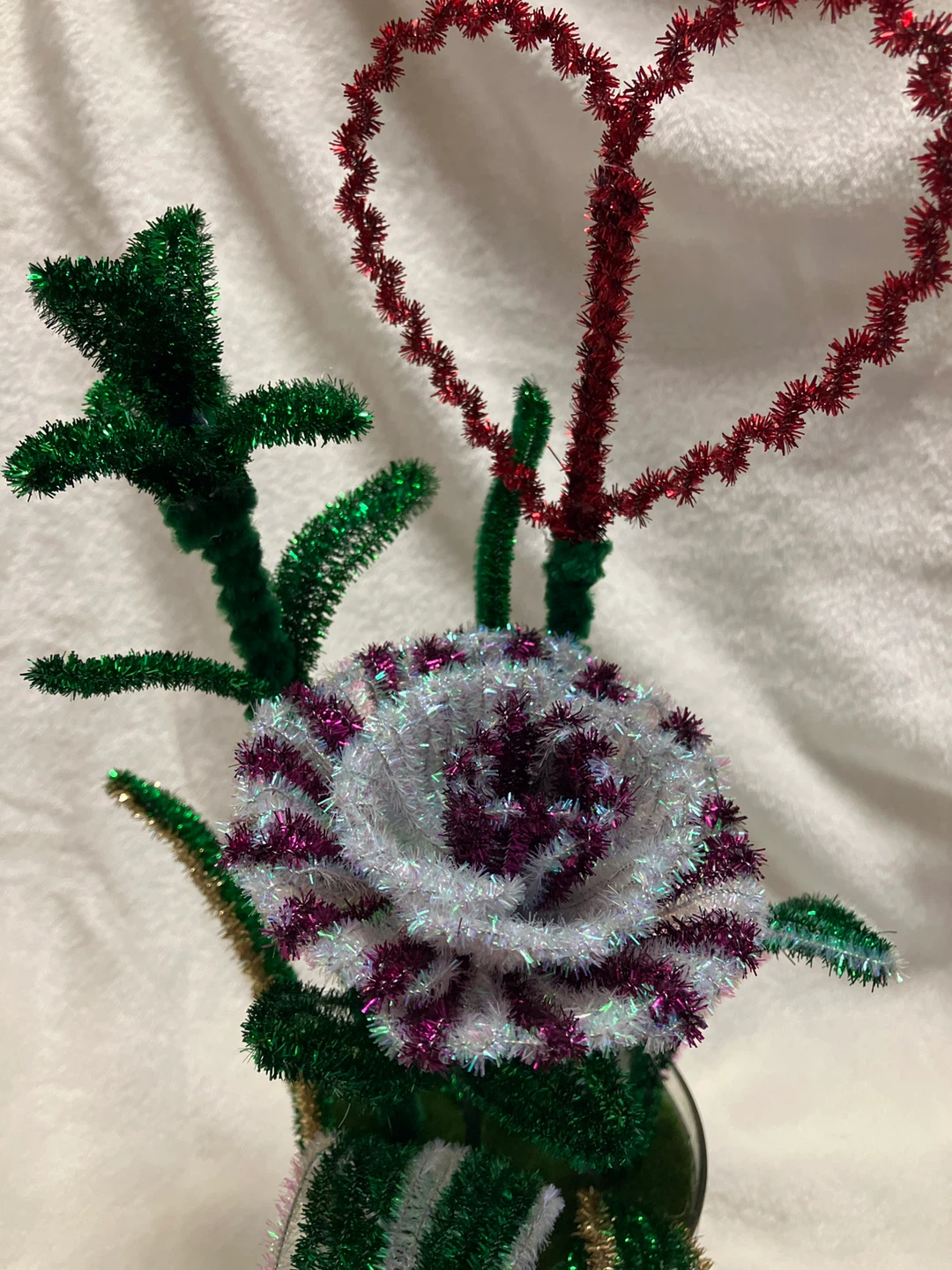 Handmade Pipe Cleaner Flower Arrangement with Heart - photo 4