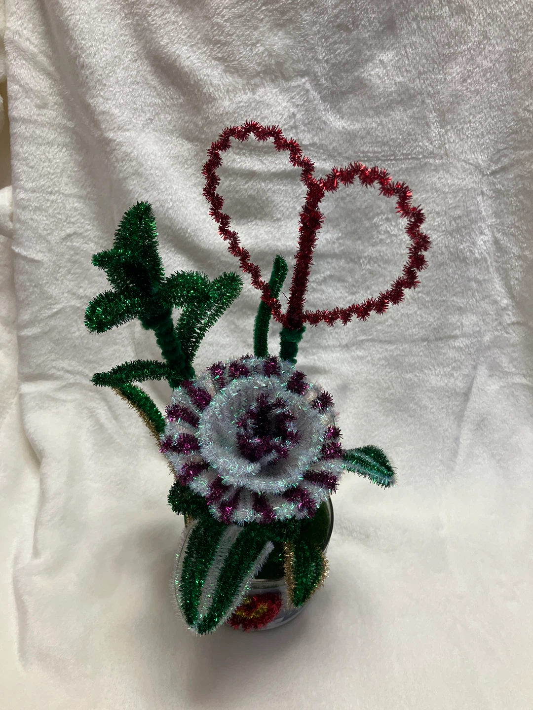 Handmade Pipe Cleaner Flower Arrangement with Heart - photo 2
