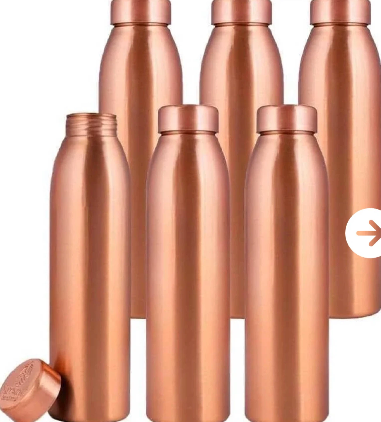 Norman Jr Pure Copper Ayurvedic Water Bottles (Set of 6)