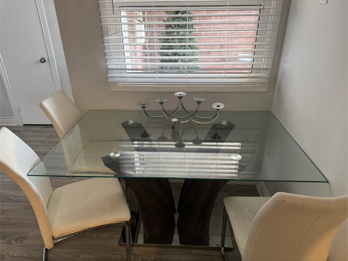 Glass Dining Table with 3 Chairs