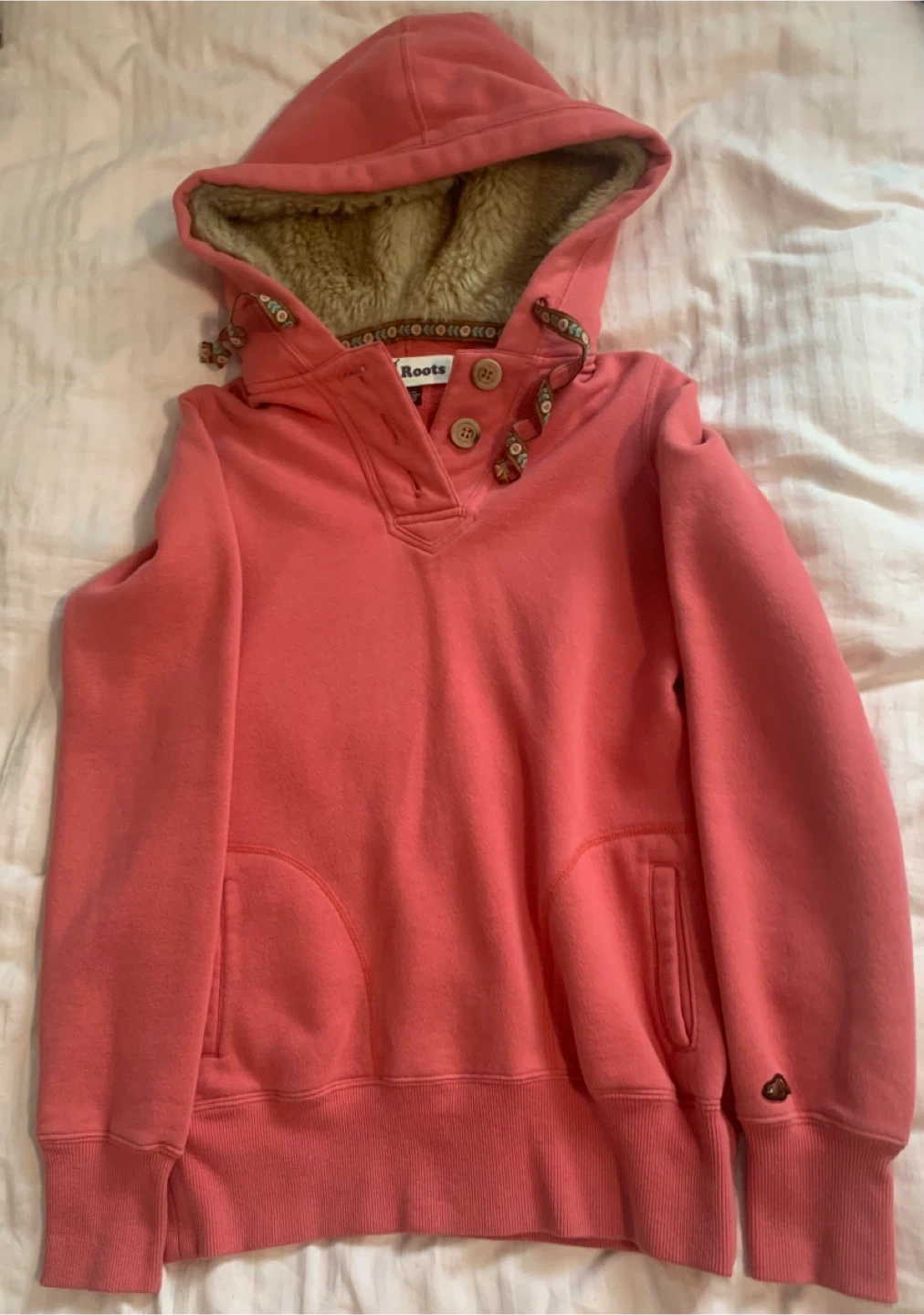 Roots Pink Sherpa Lined Hoodie - XS/TP