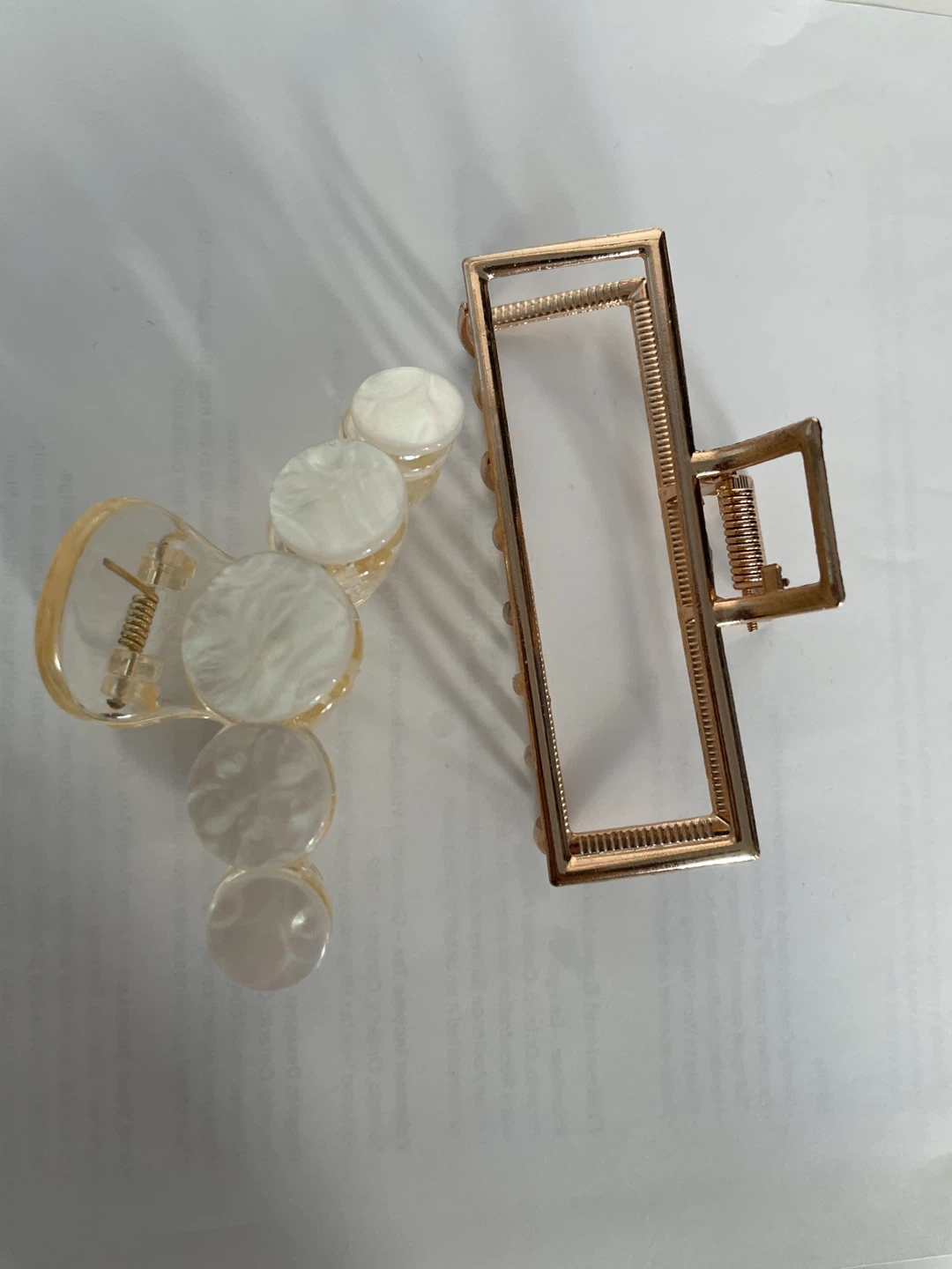 Set of 2 Hair Claw Clips - Rose Gold and Translucent