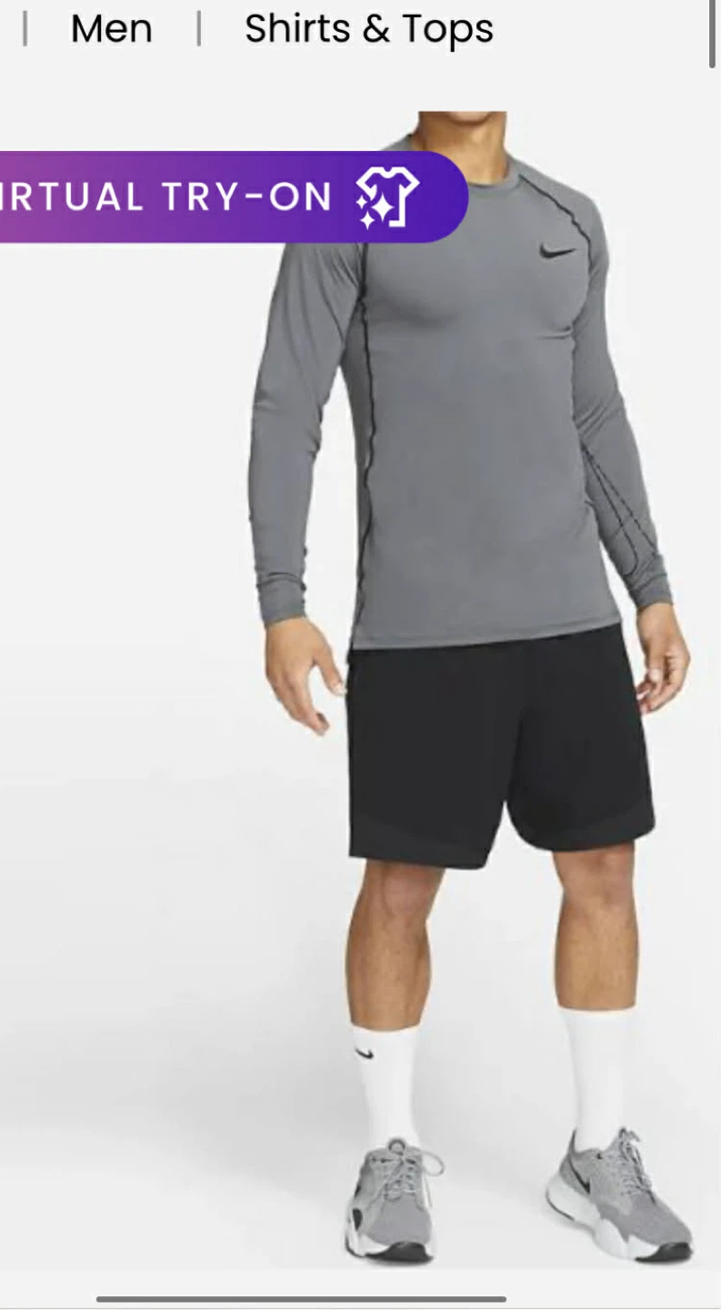 Nike Pro Long Sleeve Compression Shirt - Grey - Men's Size M