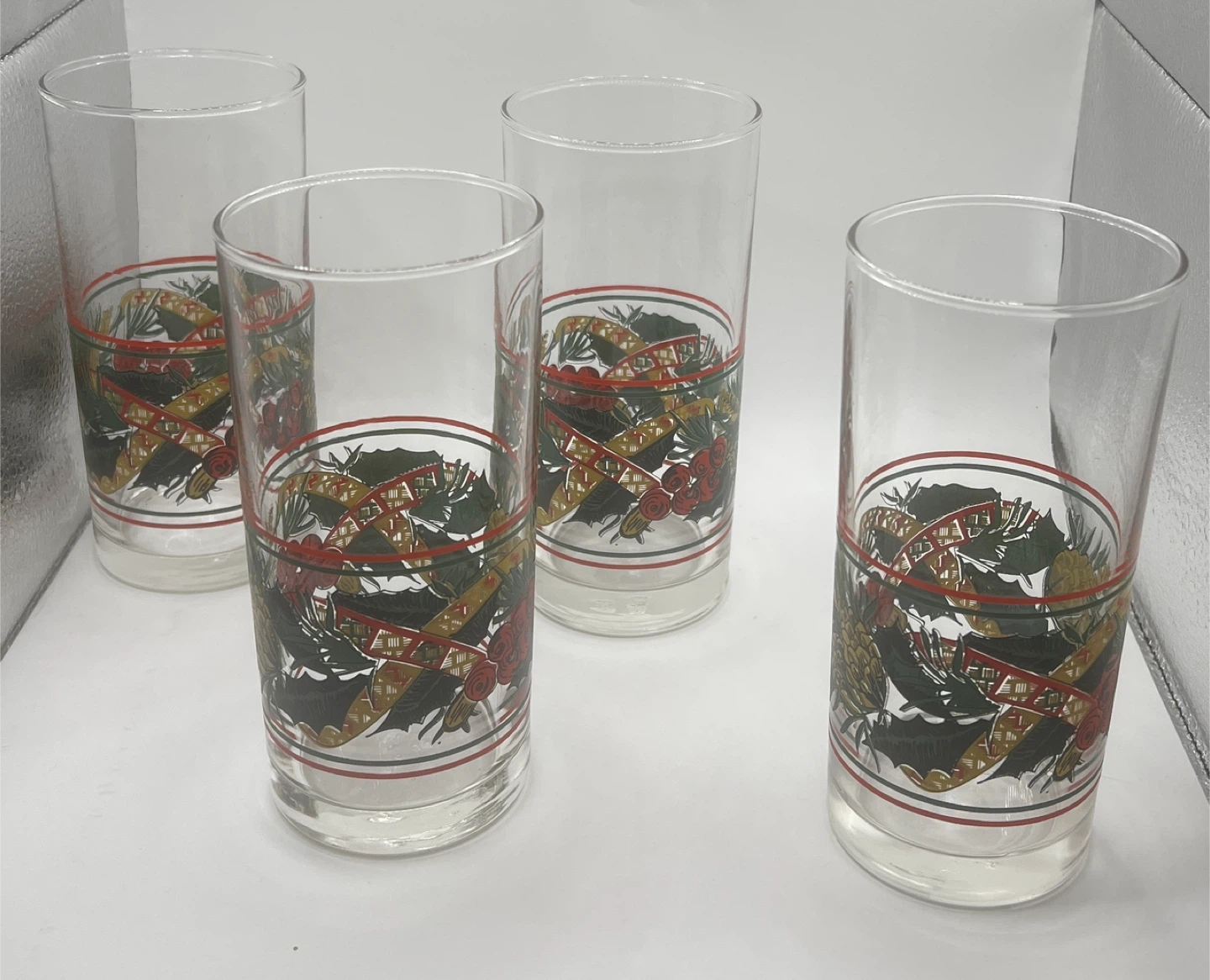 Caprice holly berry bow high ball glasses set of 4 - photo 2