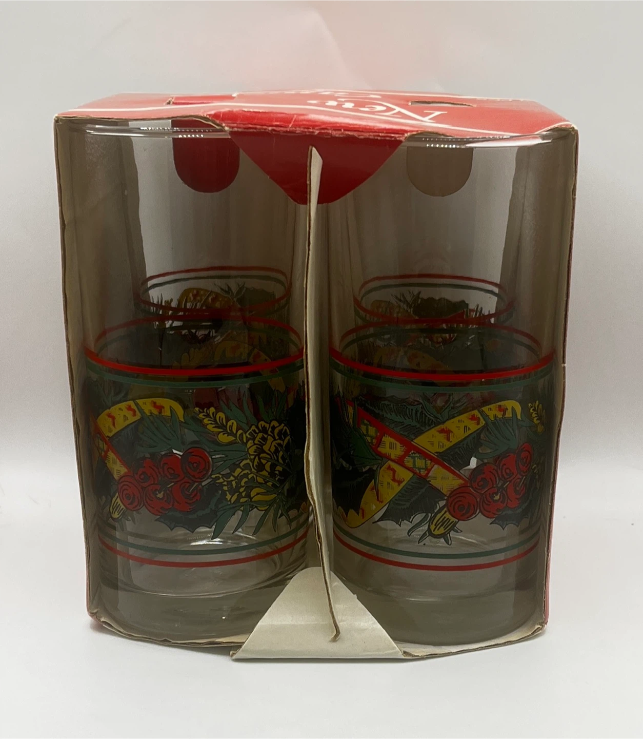 Caprice holly berry bow high ball glasses set of 4 - photo 3