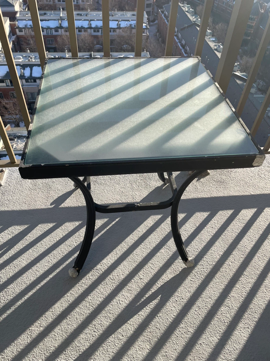 Glass Top Outdoor Side Table 24”