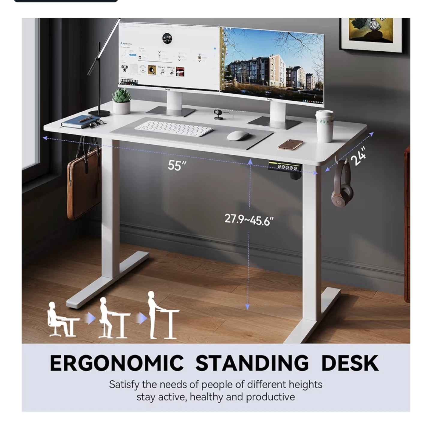 Gamork Electric Standing Desk 140x60cm Adjustable Height - photo 2