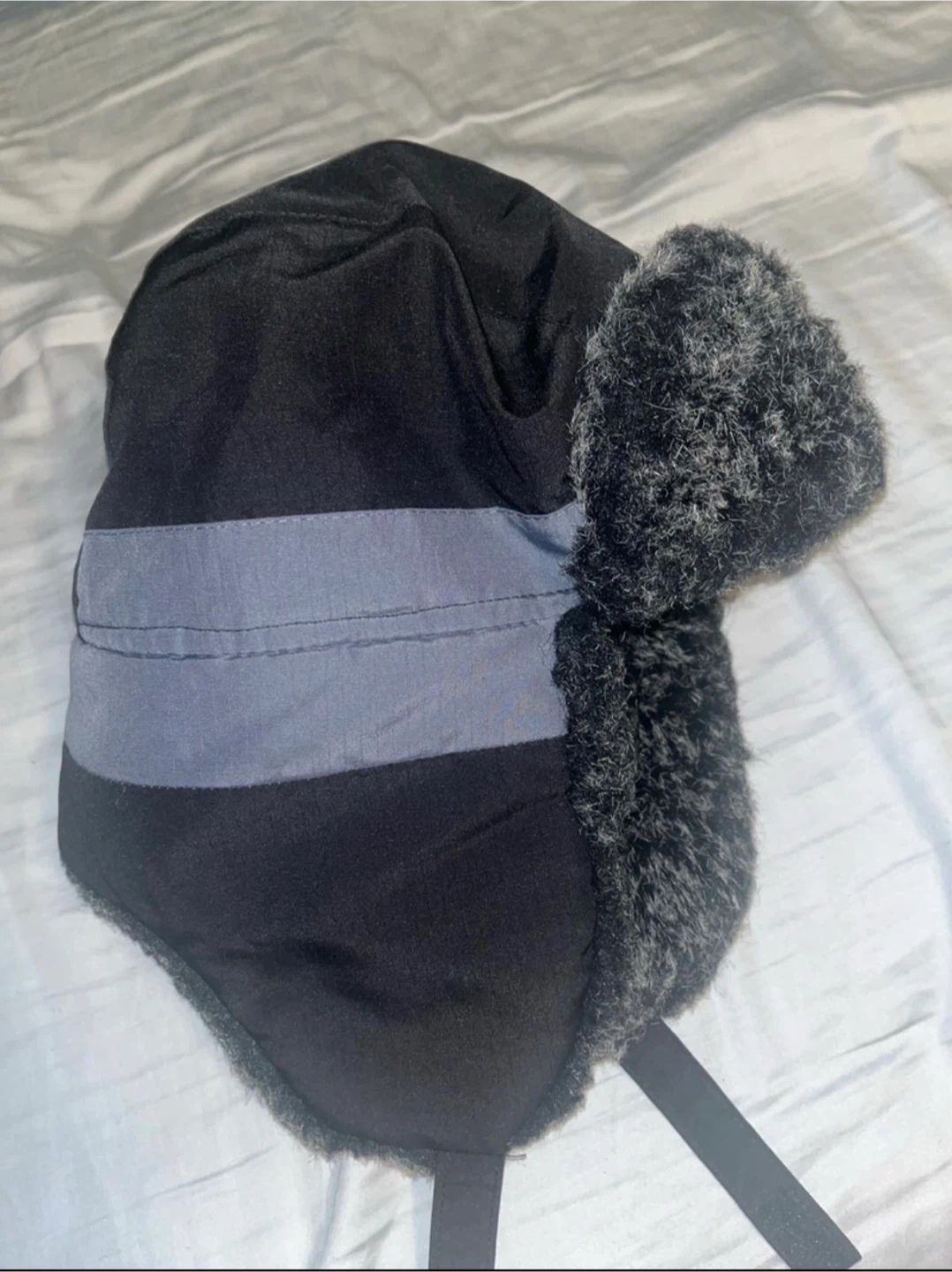 Warm Winter Trapper Hat - Black & Grey Faux-Fur - photo 3