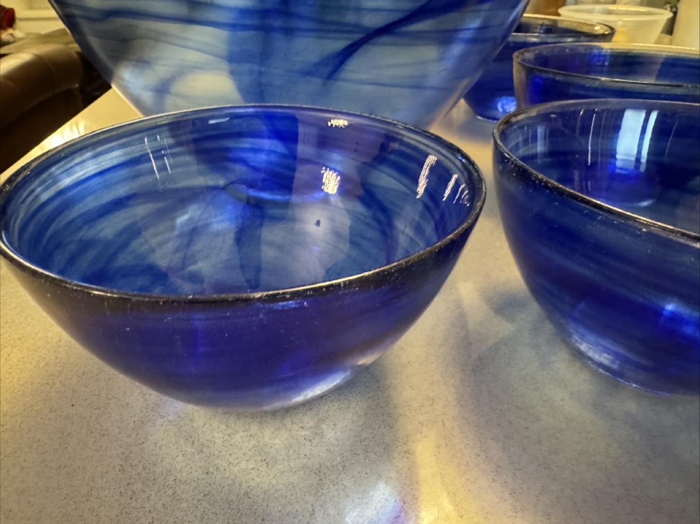 Blue Swirl Glass Bowl Set - photo 2